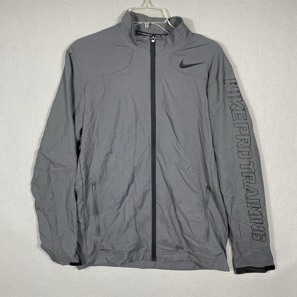 Nike Jacket Mens Medium Gray Full Zip Long Sleeve Dri Fit Windbreaker